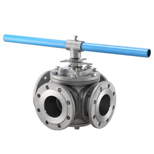 DN250 (10″) Class 150 PN16 ASTM A351 CF8M 4-Way L-Port Flanged Ball Valve